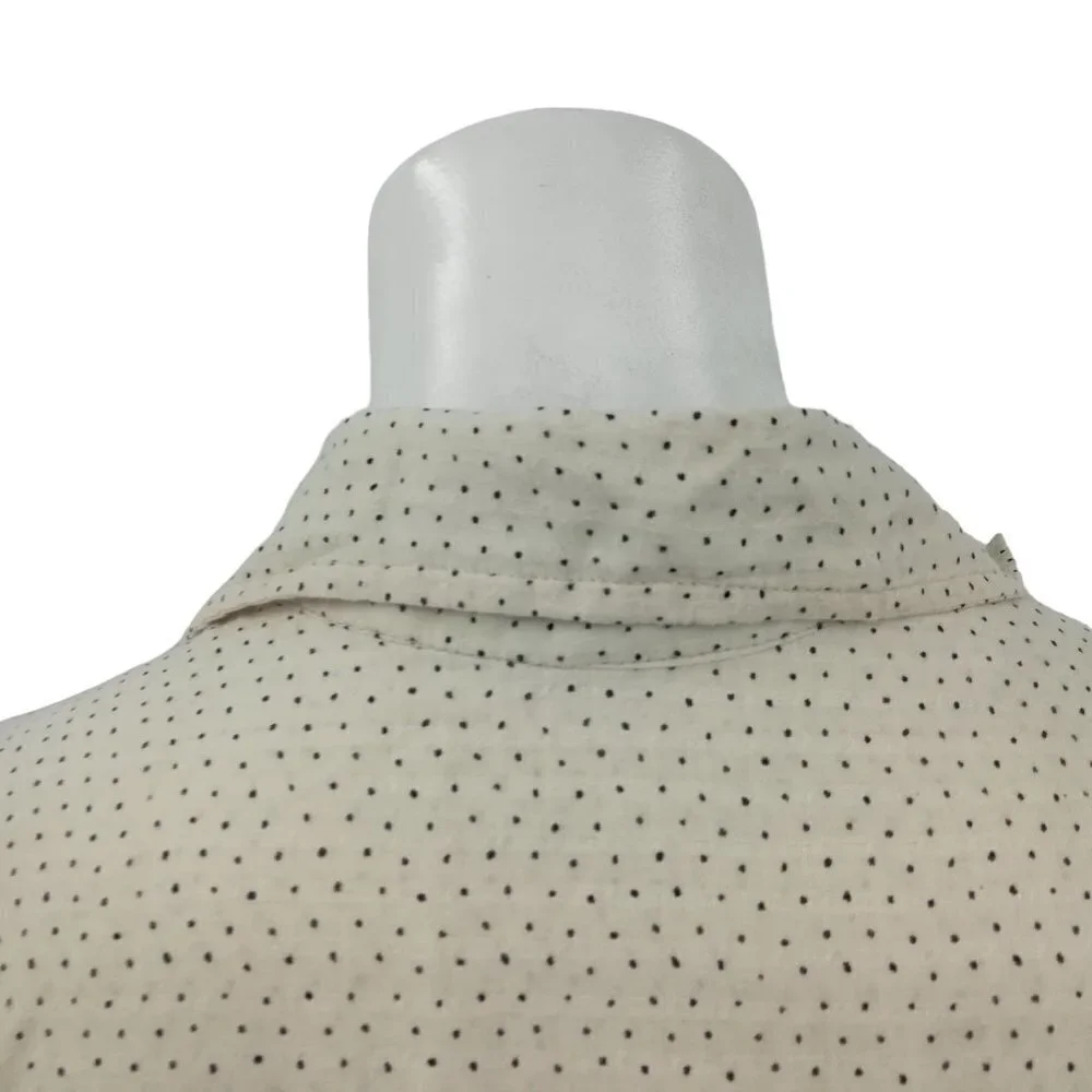 Free People Polka Dot Short Sleeve Ruffle Button Front Shirt Size XS Crochet